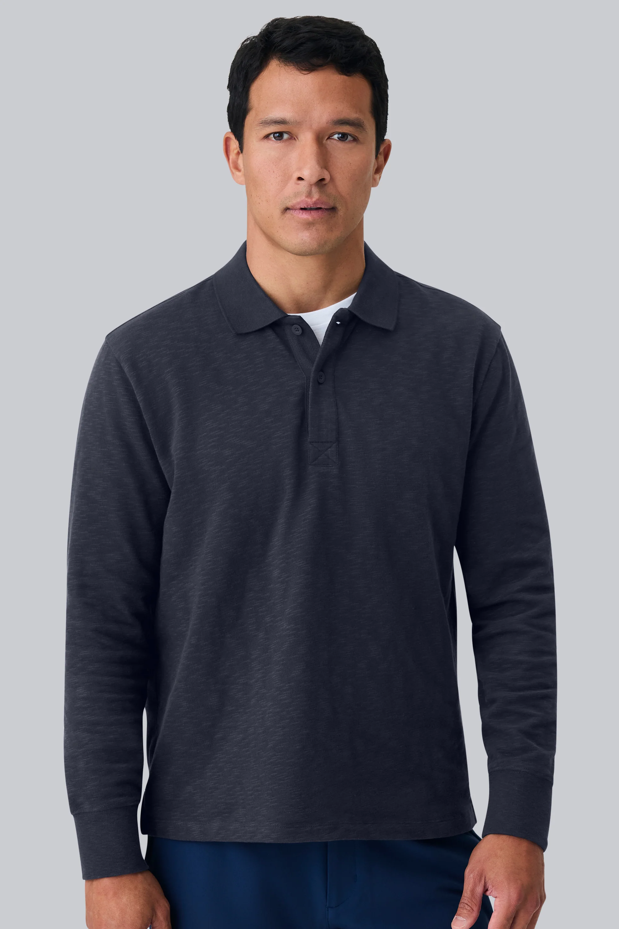 Heavyweight Slub Long Sleeve Polo - Image 3