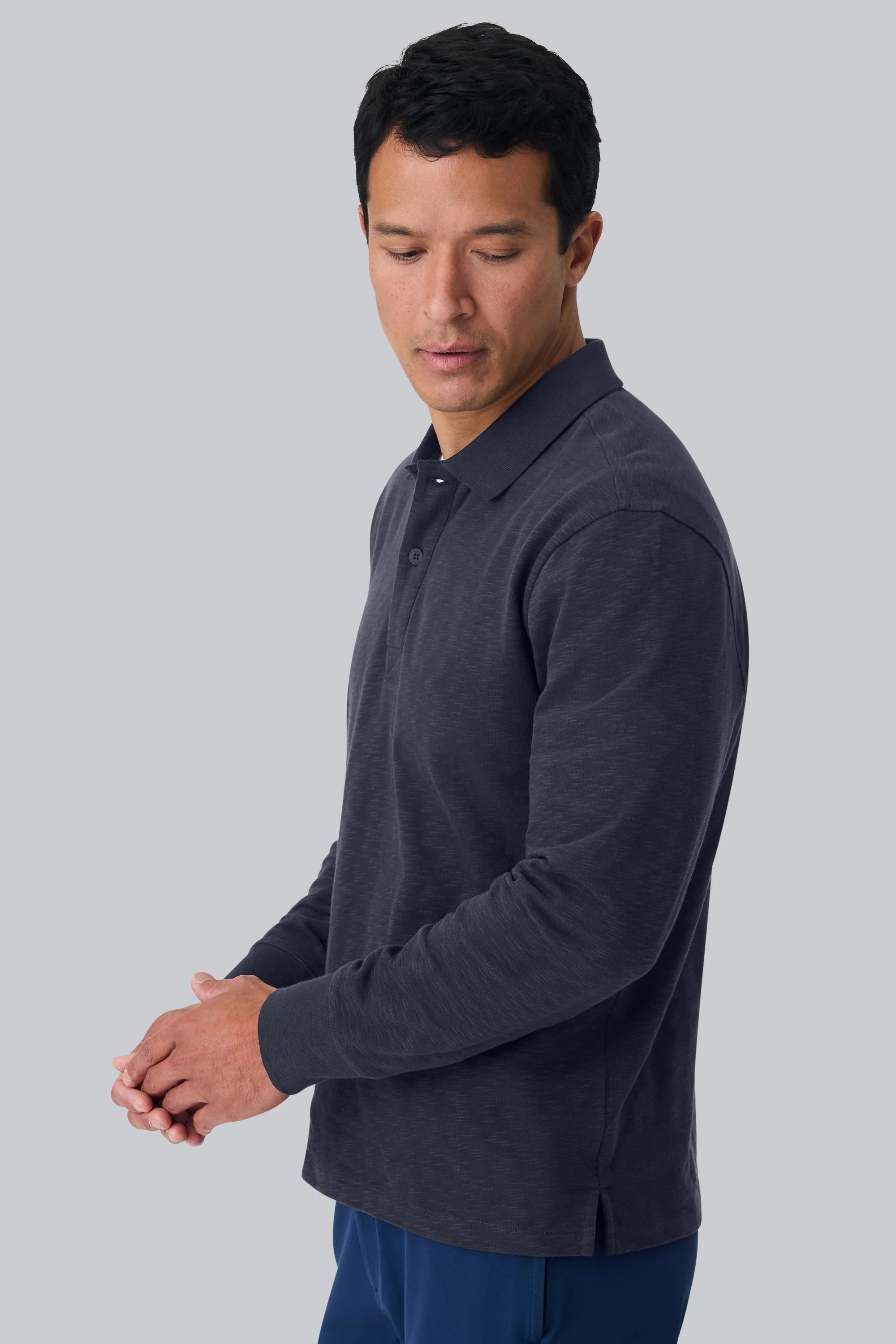 Heavyweight Slub Long Sleeve Polo - Image 4
