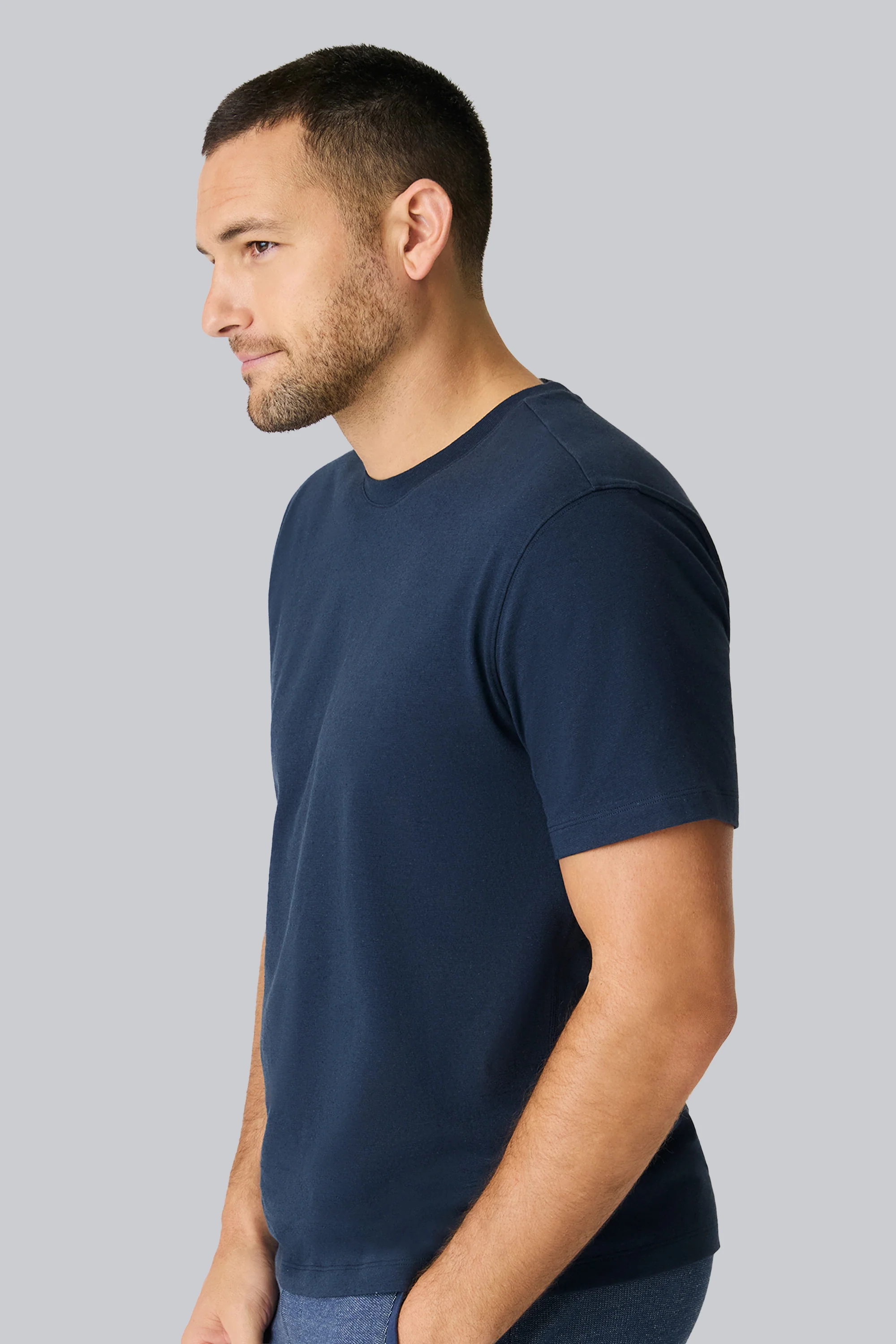 Linen Jersey Crew Neck T-Shirt - Image 5
