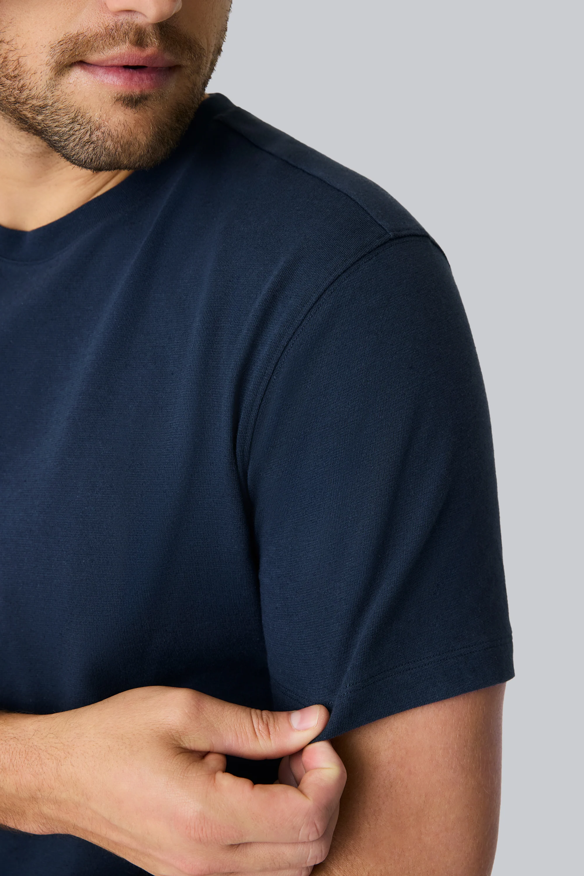 Linen Jersey Crew Neck T-Shirt - Image 8