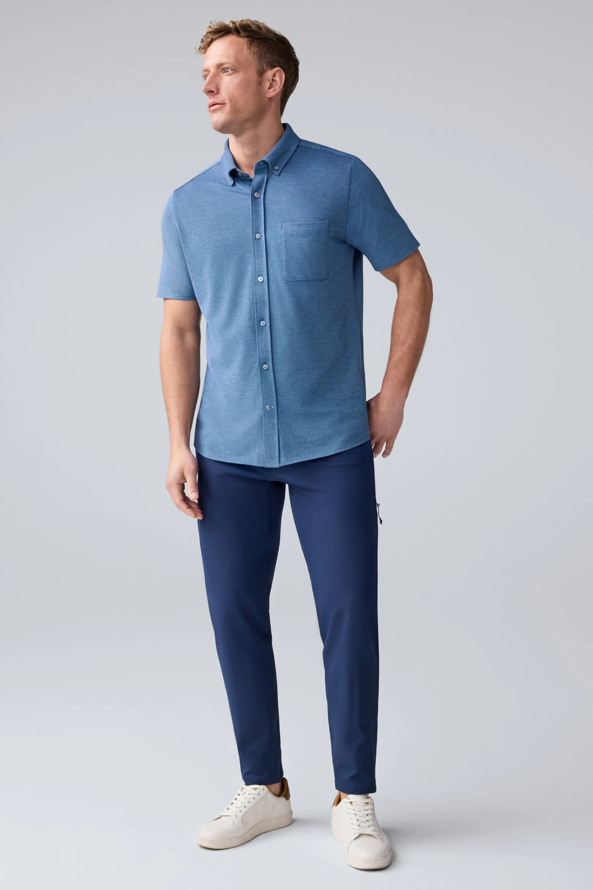 SILVER Pique Short Sleeve Button Up - Image 6