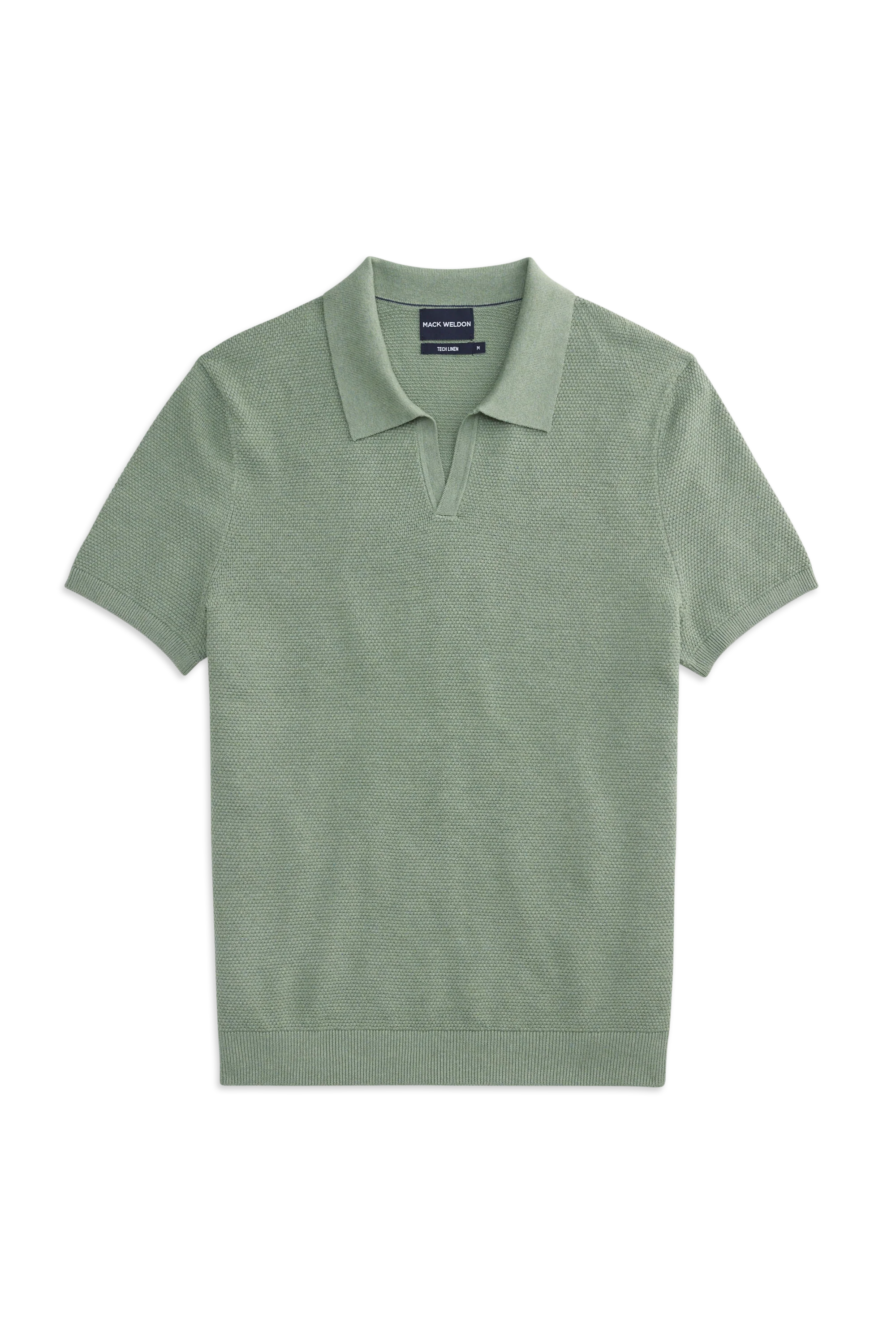 Tech Linen Johnny Collar Sweater Polo - Image 3