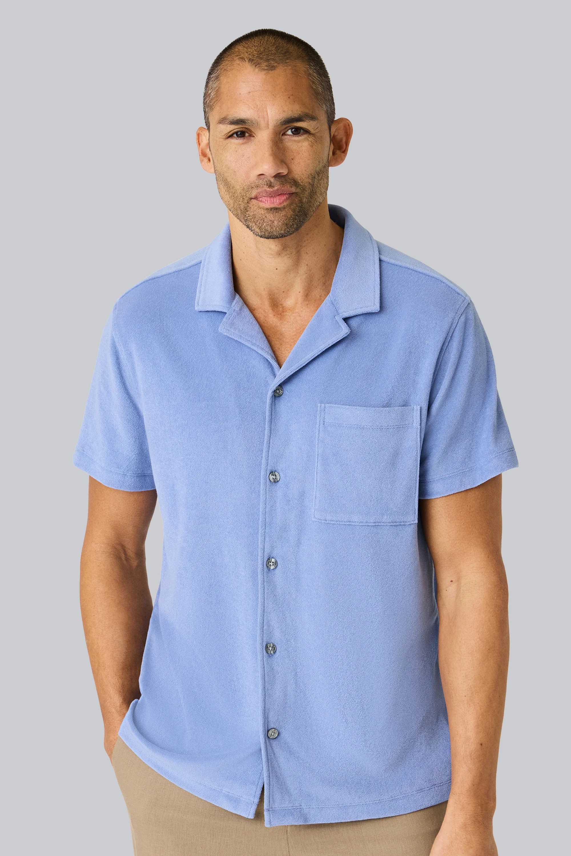 Terry Cloth Short Sleeve Button Up - Image 5