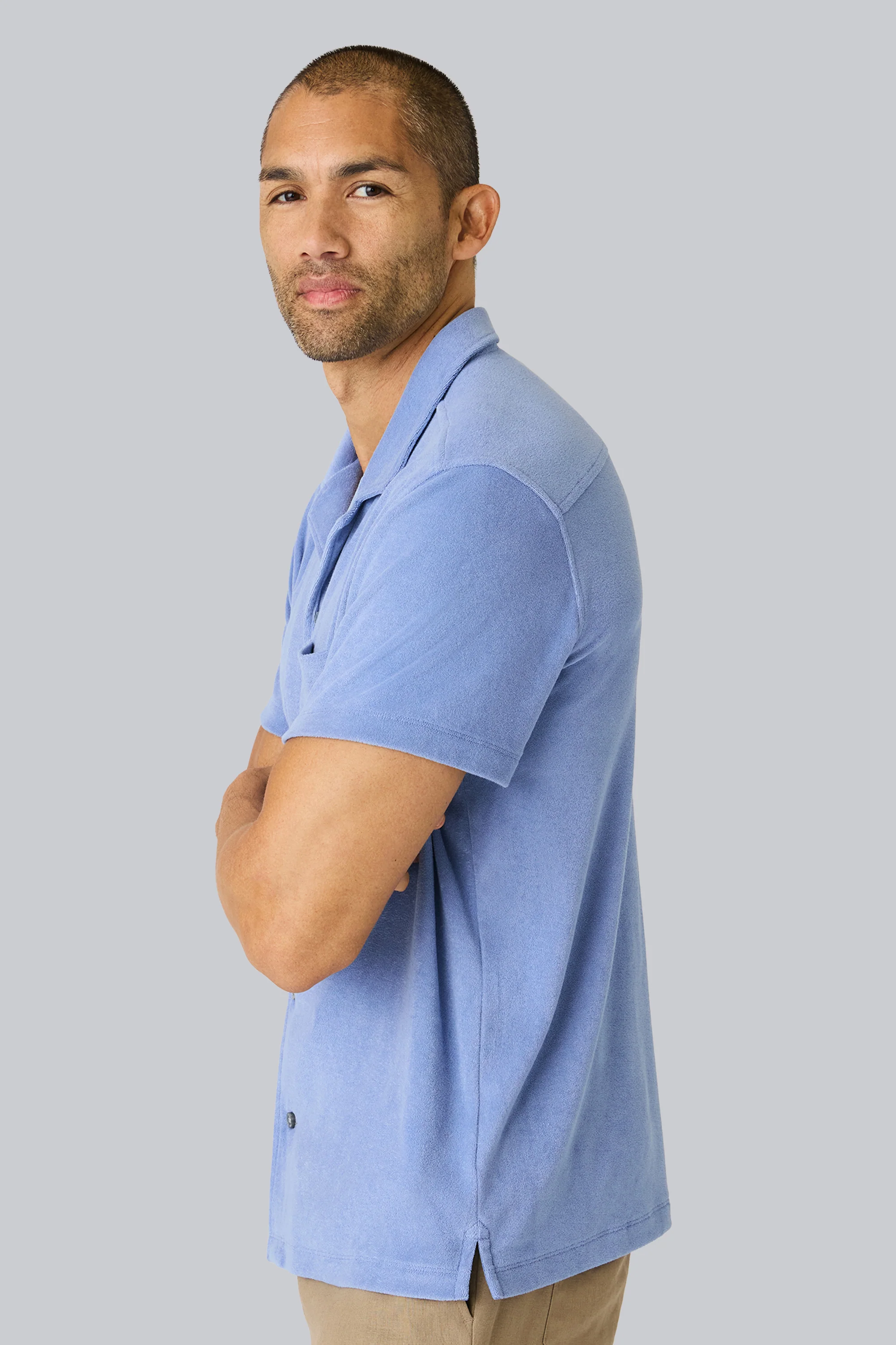Terry Cloth Short Sleeve Button Up - Image 6
